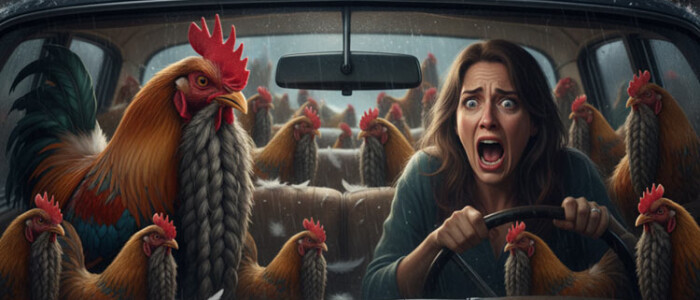 Fear of Chickens with Beards in Cars